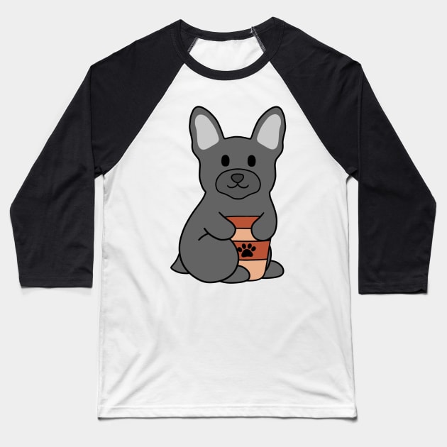 French Bulldog Coffee Black Baseball T-Shirt by BiscuitSnack